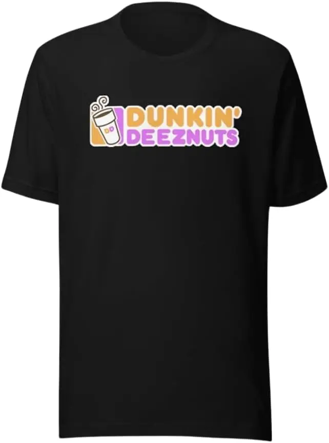 Pure Essence Unisex Dunkin Deeznuts Funny Logo Short Sleeve T-Shirt | 100% Cotton T Shirts for Adults