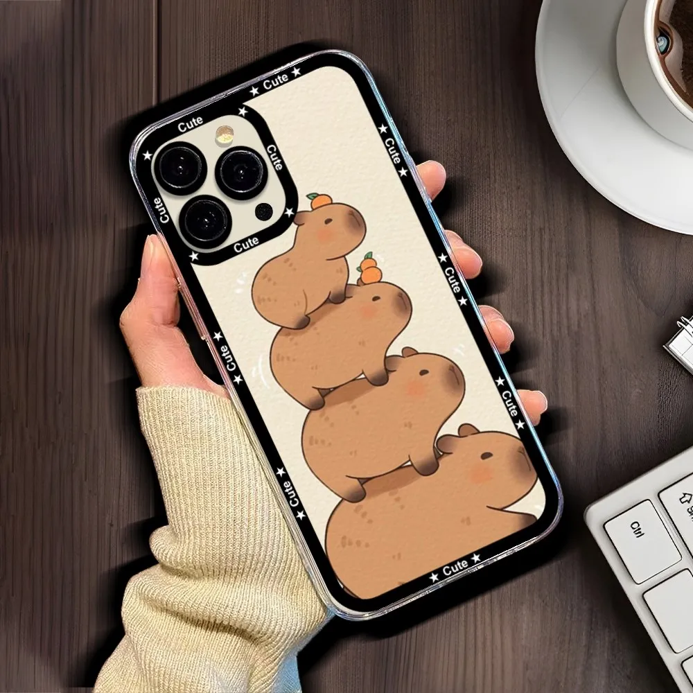 Cartoon Cute Capybara Phone Case For IPhone 11 12 13 14 15 16 Mini Pro Max 15promax Cases Shell Funda Cover