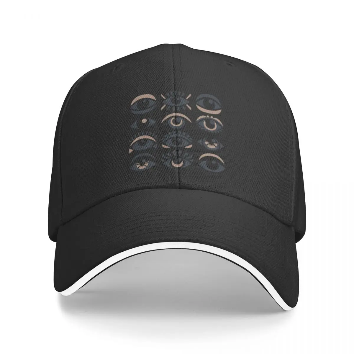 

Eyes Art 70s Style , Retro Funky Eyes, Quirky Abstract Print, Vintage Minimalist A Baseball Caps Hat