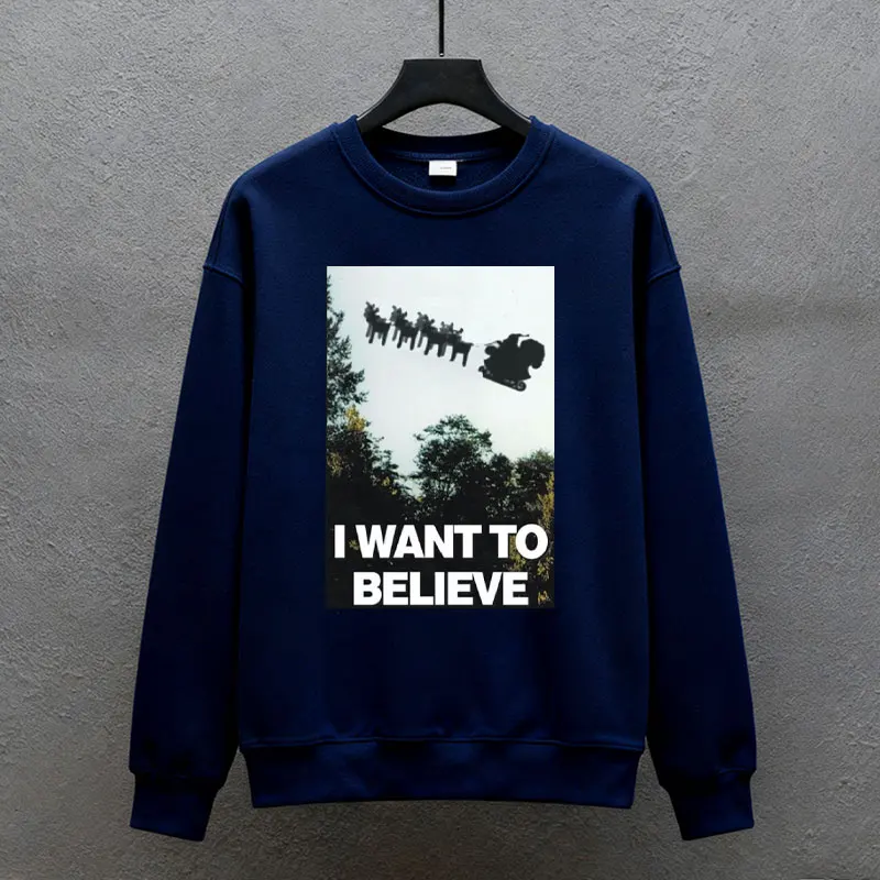I Want To Believe Poster Santa Sleigh Christmas Unisex Sweater Jumper New in Hoodies & Sweatshirts Hoodies Women & Men Clothing