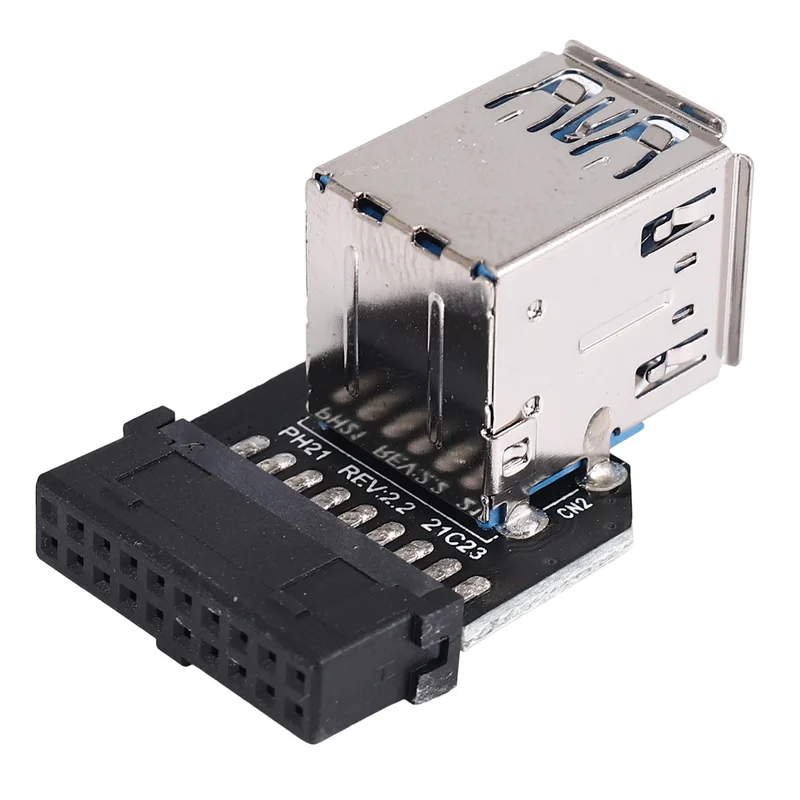 อะแดปเตอร์แปลง HJ-20X 20 พิน เป็น USB3.0 คู่ สำหรับเมนบอร์ดเดสก์ท็อป หัวต่อ 19 พิน/20 พิน เป็นพอร์ต USB A ตัวเมีย 2 พอร์ต, PH21