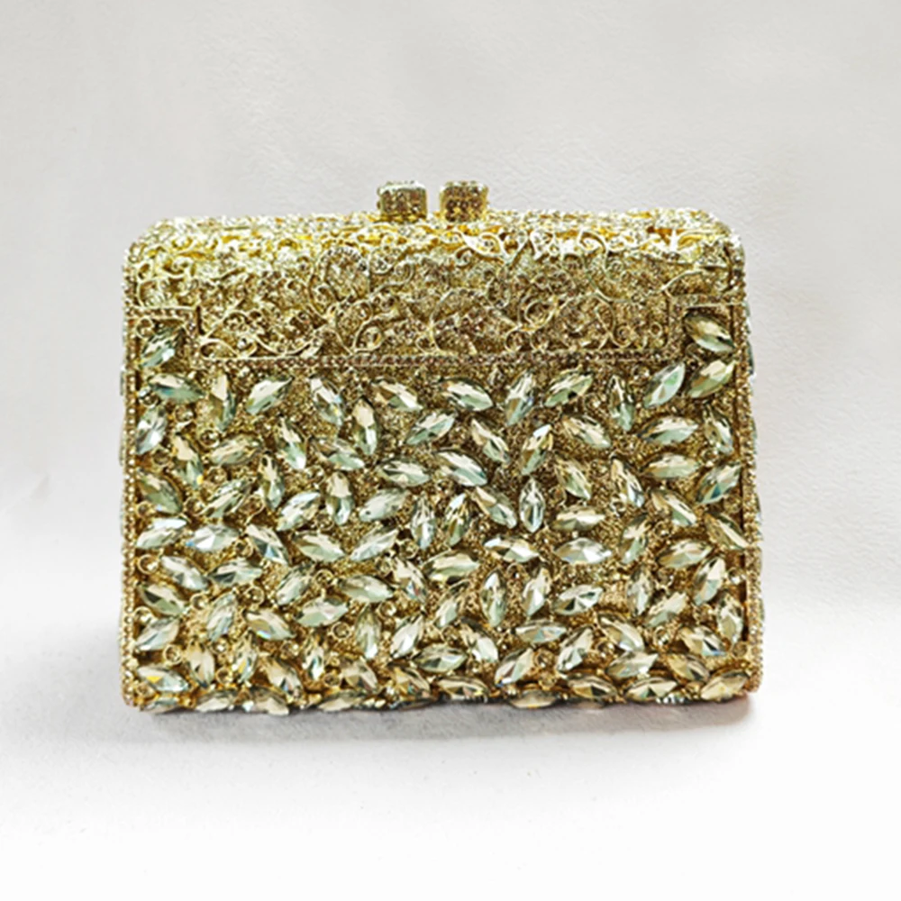 

Sky Blue/Gold Big Stone Evening Bag Women Diamond Square Clutches Bags Luxury Ladies Rhinestone Purses Wedding Bridal Case