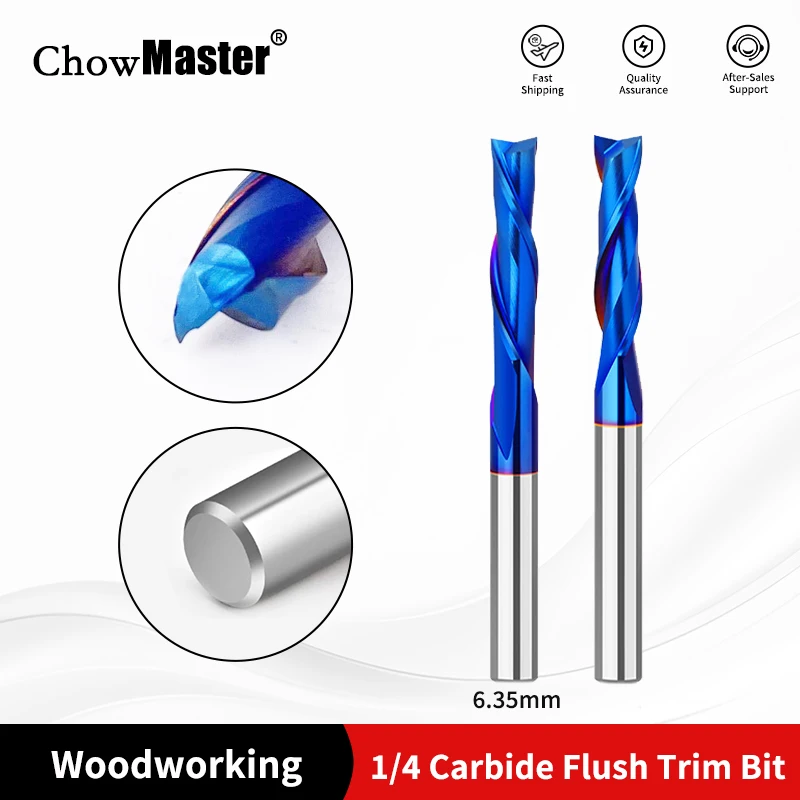 

CHOWMASTER Woodworking Router Bit 1/4 5/16inch Up/down 2 Flute Spiral Slot Coated Carbide End Mill CNC Tools