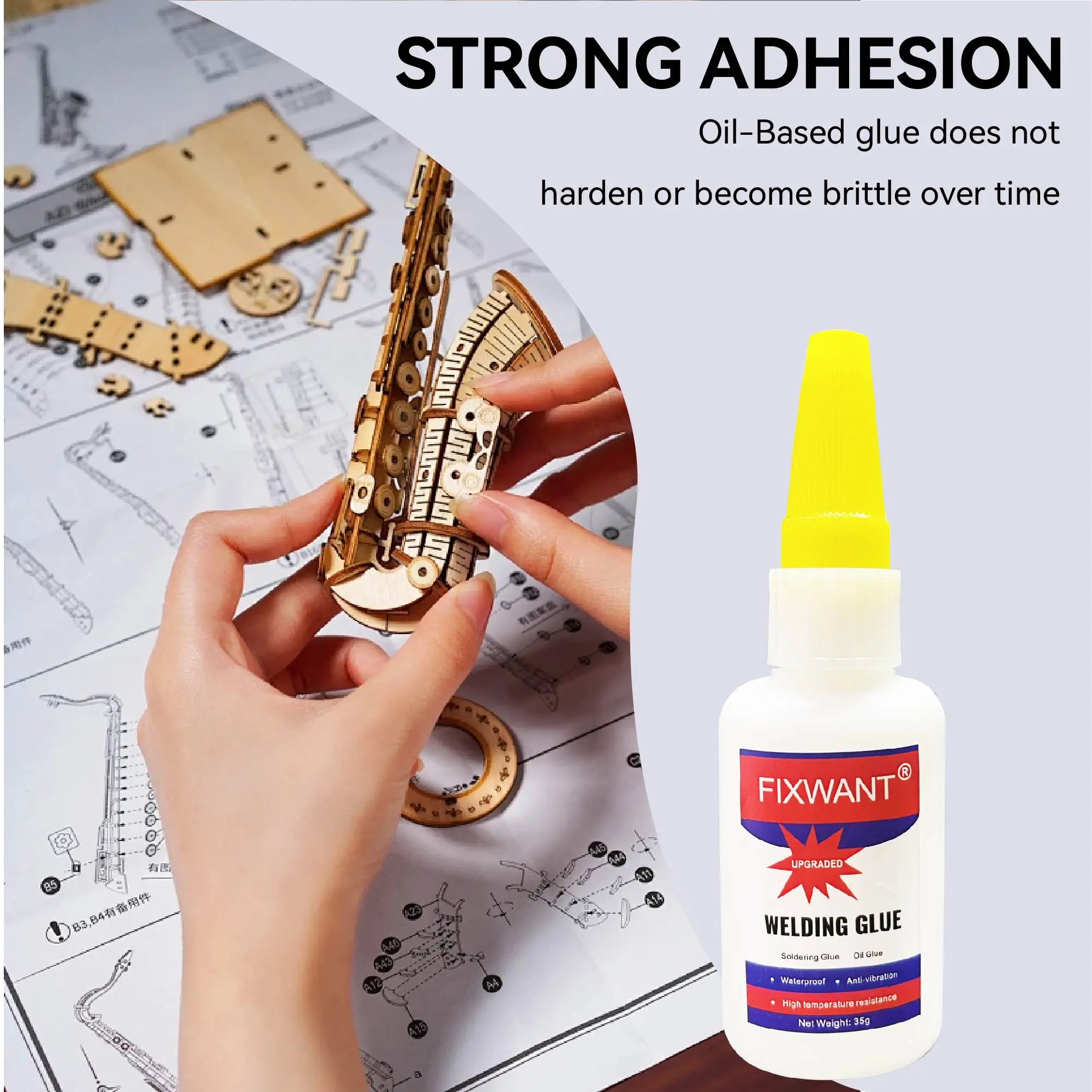FIXWANT Mocny klej spawalniczy do plastiku Drewno Metal Gumowe buty do opon Naprawa Uniwersalny klej 35g/10g