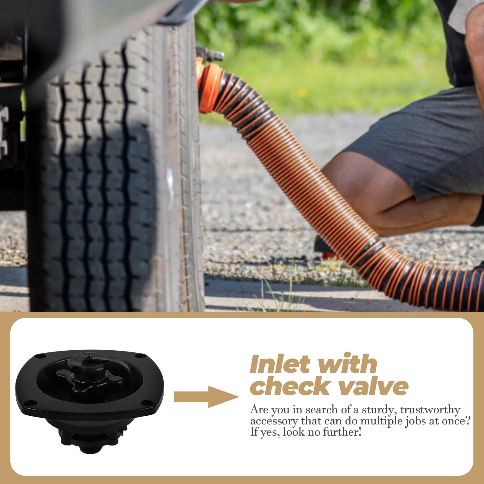 

RV Water Fill Inlet Black Quick Connector Durable PP Material Rotating Cover Check Valve Water Tank Port Camper Parts Marine