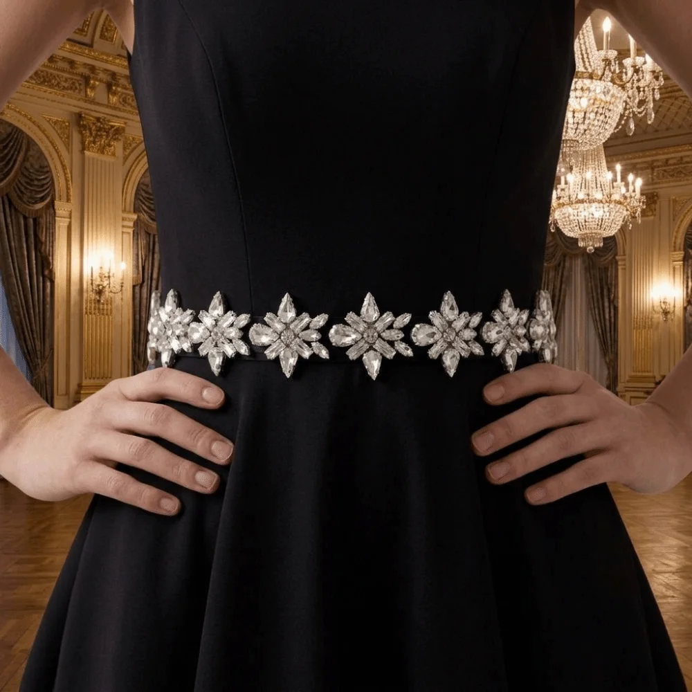 All-match Silver Bridal Rhinestone Belt Elegant Luxury Bridal Sash Sparkling Adjustable Wedding Dress Belt Bridesmaids