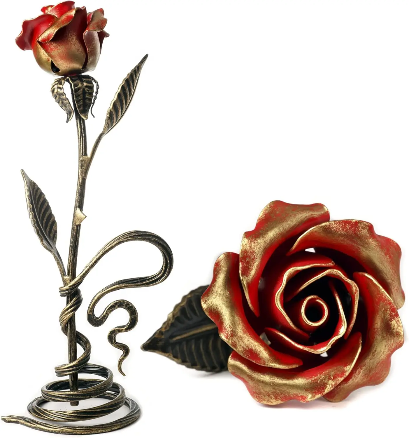 

Red Iron Rose with Metal Stand - 6th Aniiversary Flower for Her - Hand Forged Long-Lasting Home Decor Figurine