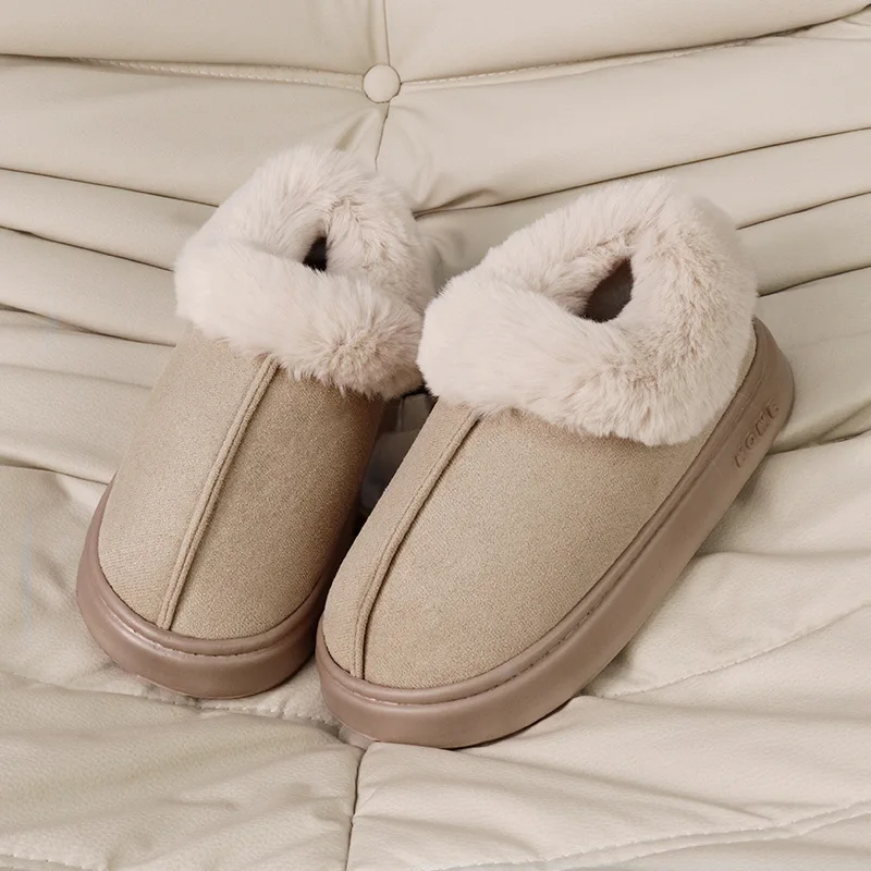 Verdickte warme Plüsch-Schneestiefel für Damen, Winter 2022, flauschige Kunstpelz-Baumwollschuhe, Damen, dicke Sohle, rutschfeste Komfort-Hausschuhe – Detail 11