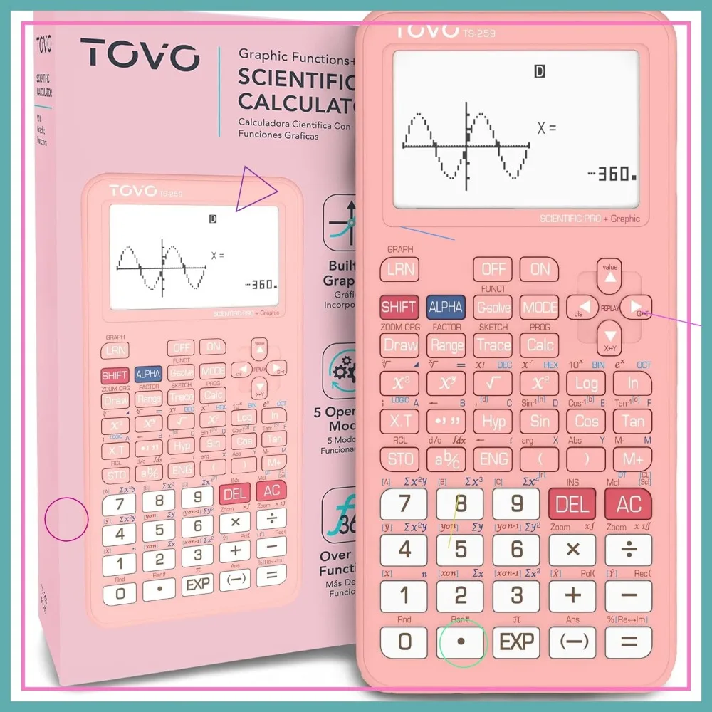 

Графический научный калькулятор с большим экраном и функцией на 360 градусов для математических курсов средней школы и колледжа