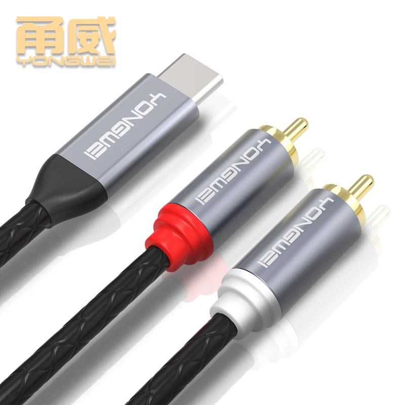 YONGWEI USB Audio Cable Type C Male to 2 RCA Male Audio Cable for Xiaomi Huawei Tablet Speaker Amplifier TV 1m 1.5m 2m 3m 5m