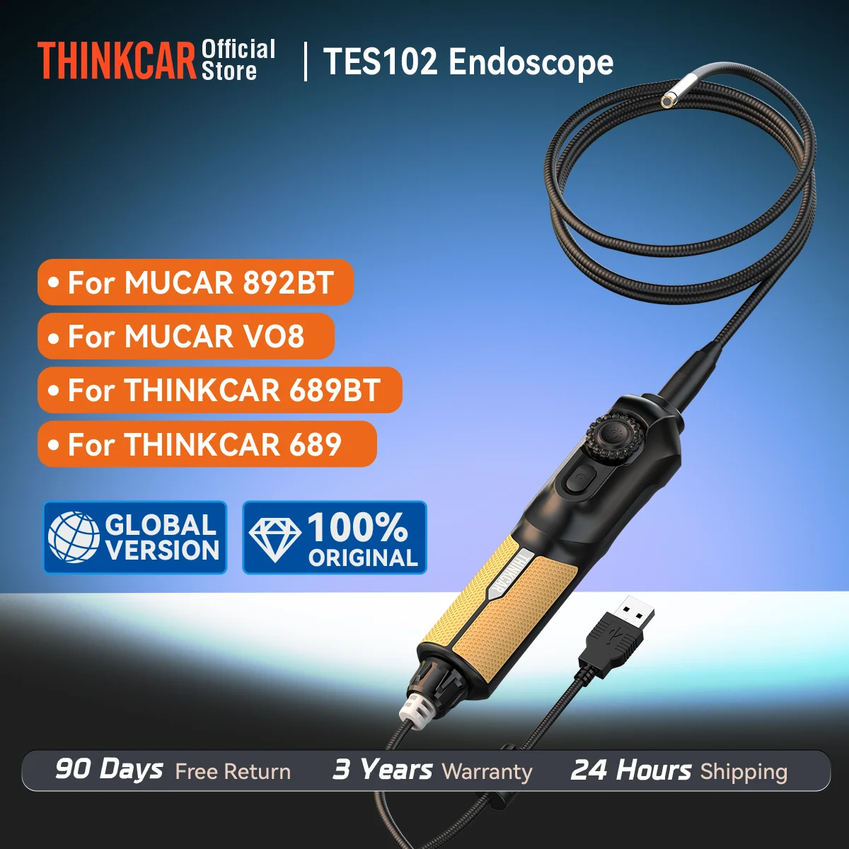 

THINKCAR TES102 USB Video Inspection Scope Camera with LED Light Waterproof Endoscope Car Diagnostic Tool For MUCAR 892BT 689BT