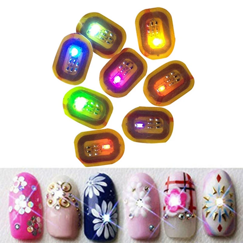 1Pcs NFC Flash Nail Sticker LED Light Flash Party Decor LED Bare Chip Intelligent Luminous Nail Lamp Nail Sticker Enhancement