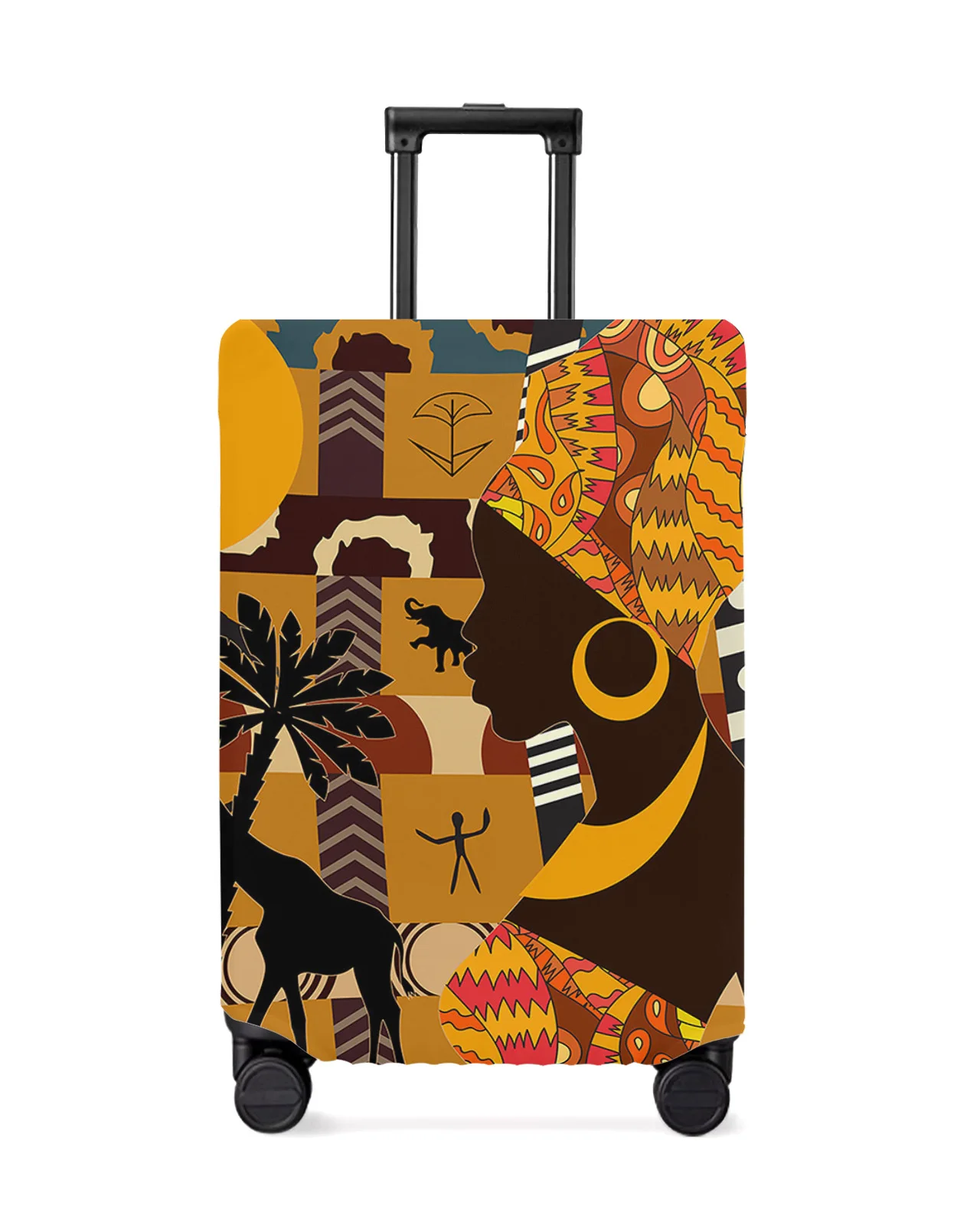 

African Woman Female Elephant Giraffe Luggage Protective Cover Travel Accessories Suitcase Elastic Dust Case Protect Sleeve