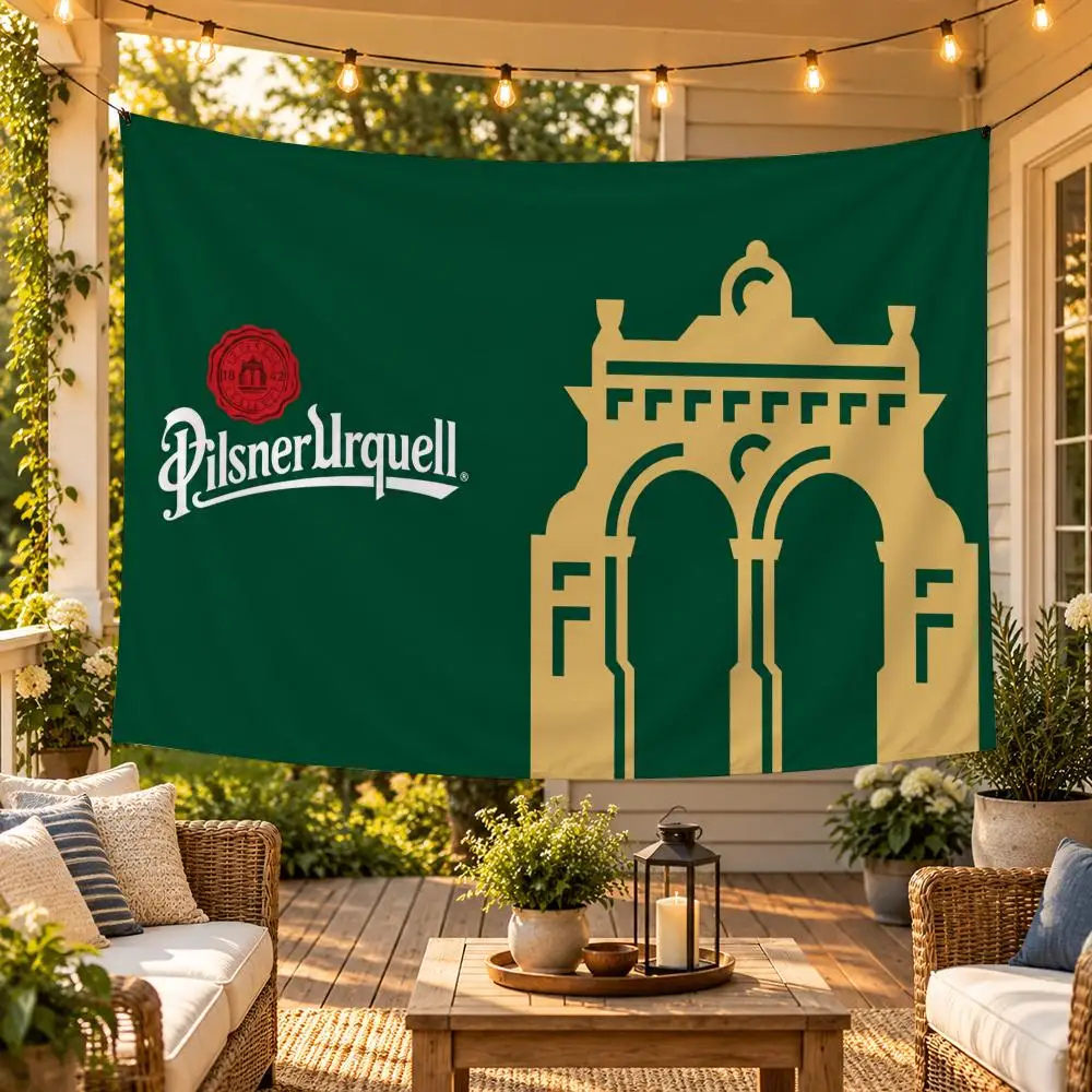 Brand P-Pilsner Urquell Flags Wide Fabric Wall Decor for Bedroom Dorm Gaming Room Garage Gift