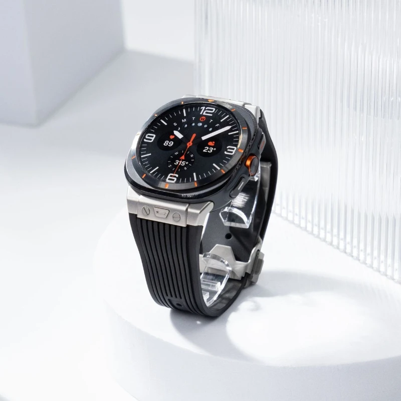 

Metal Connector Stainless Steel Buckle Hublot Style Silicone Strap for Samsung Watch iwatch 7 Generation Ultra Replacement Band