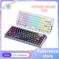 Attack Shark K75 Mechanical Gamer Keyboard Transparent Wired Keyboard RGB Backlit  Hot Swap 81Key Gaming Customized Keyboard Gif