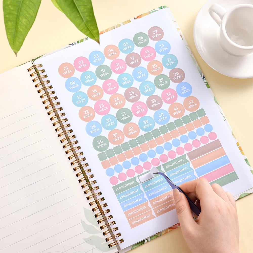 96 ورقة من كتاب الذاكرة لمجلة الحمل للأم في المرة الأولى مع تخطيط أسبوعي وملصقات مساحات Sonogram هدية مدروسة للطفل