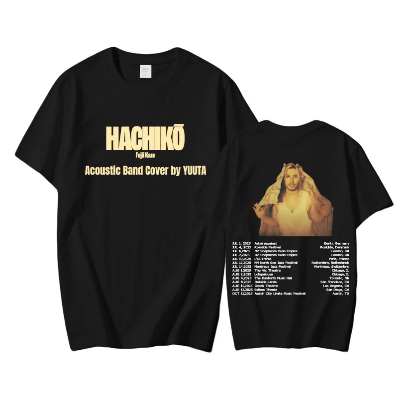 Fujii Kaze-Hachiko Tees Tops 2025 Camiseta con estampado gráfico 100% de algodón para verano, camiseta de moda, ropa para Hombre y mujer