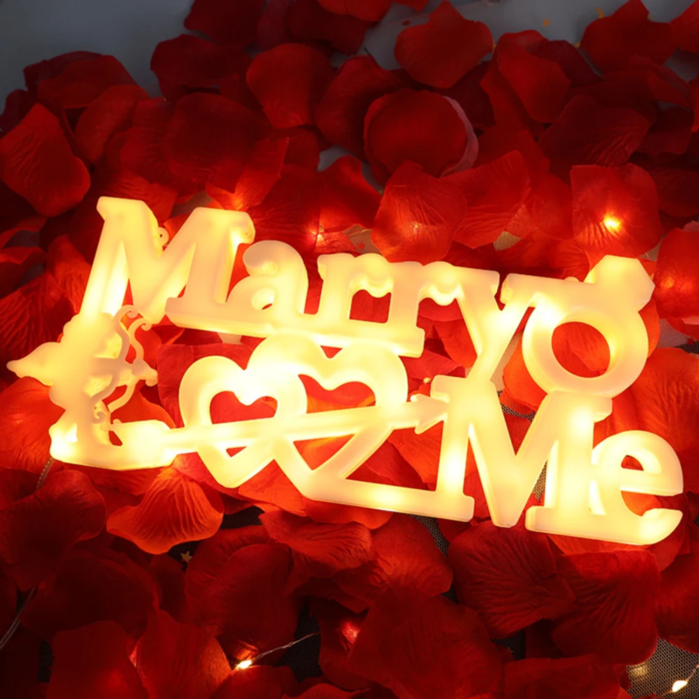 LED Valentine's Day Decorative Light Birthday Proposal Decoration Love Marry Me Letter Decor Light For Thanksgiving Mother's Day