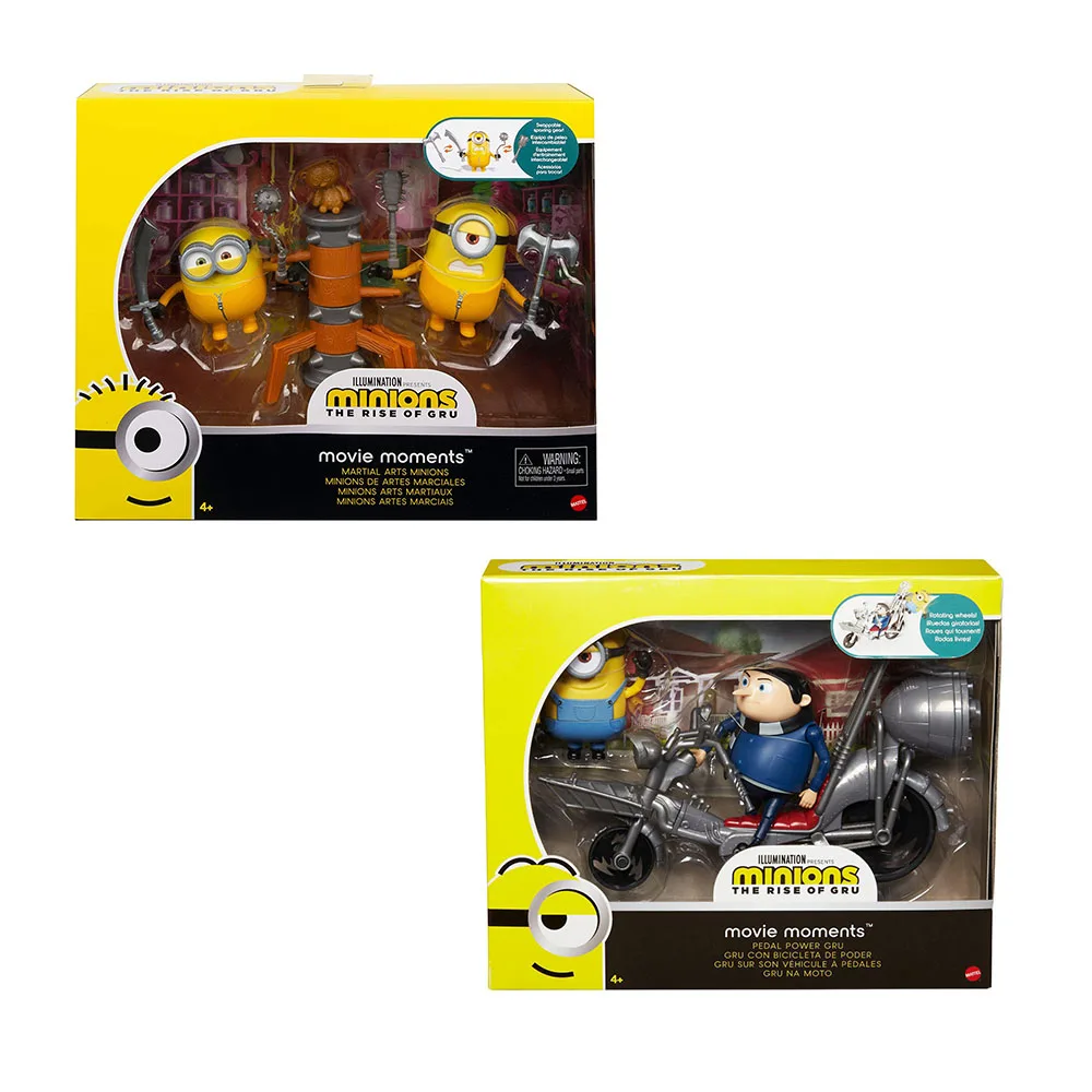 Minions The Rise of Gru Movie Moments Martial Arts Minions Pedal Power Gru Action Figure Scene Accessories Collectible Toy Gift