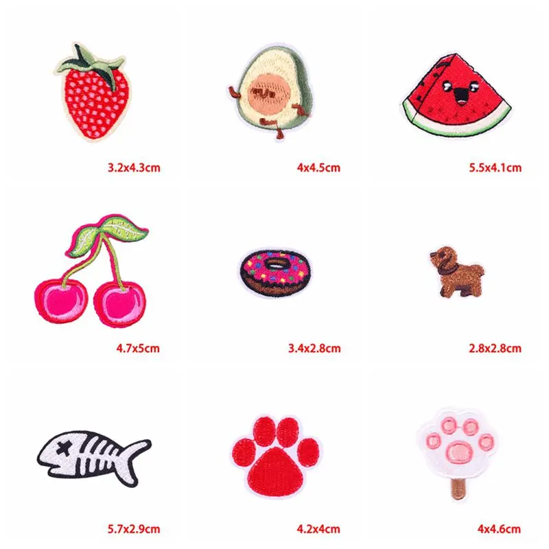 10PCS/Lots Animals/Bear Patch Cartoon Appliques Embroidered Patches For Clothing Stickers Cute Badges Fusible Patches On Clothes
