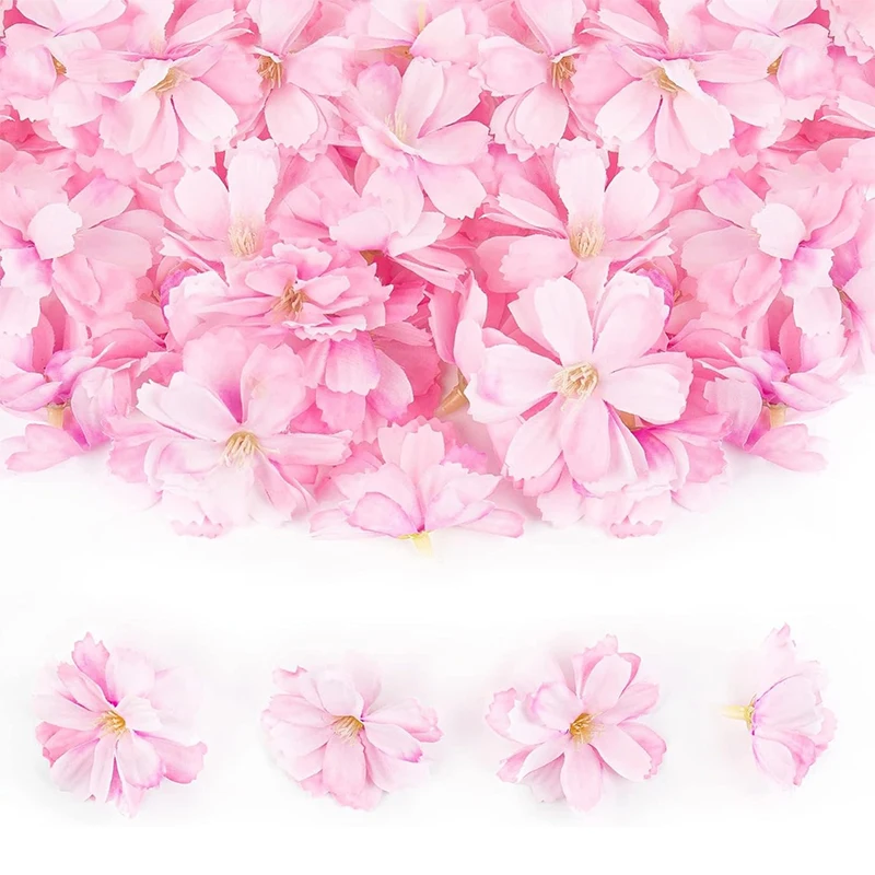 

10/20/50Pcs 5cm Pink Artificial Silk Cherry Blossom Head for Bridal Hair Clips Headbands Dress DIY Accessory Wedding Party Decor