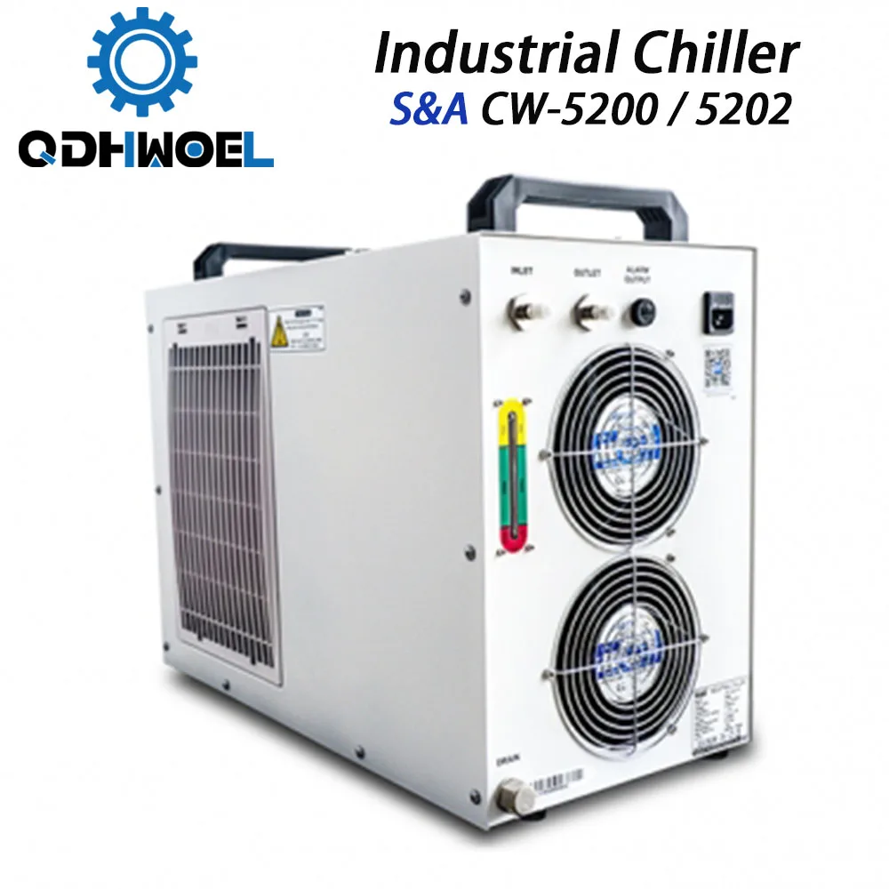 QDHWOEL S&A CW5200 CW5202 Industry Air Water Chiller  for CO2 Laser Engraving Cutting Machine Cooling 150W Laser Tube