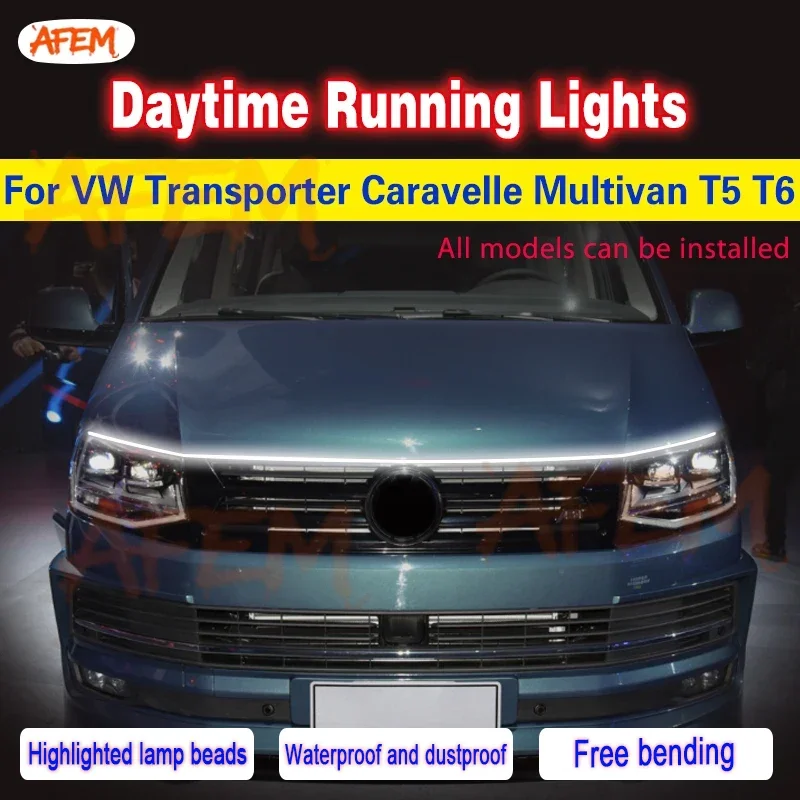 Pour VW Transporter Caravelle Multivan T5 T6, feux de jour à LED 12 V universels, lampe d'ambiance décorative flexible.
