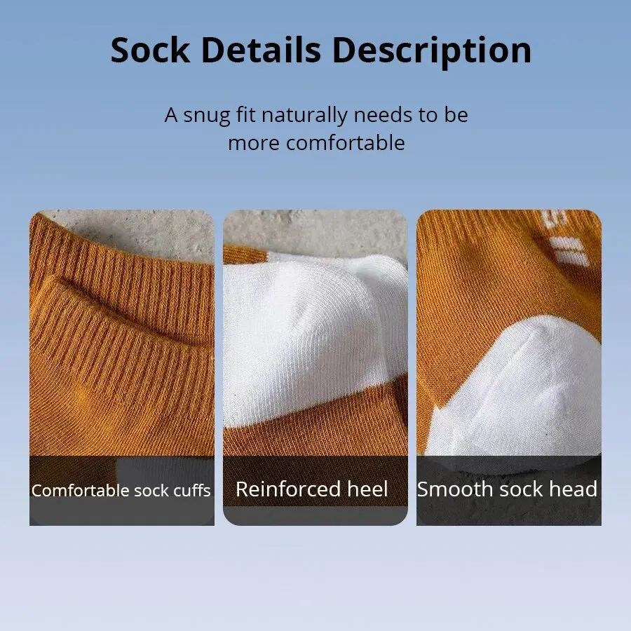 5 Pairs Summer Thin Men Sports Breathable and Comfortable Letter Boat Socks Ins Fashion Sweat-absorbing Short Socks