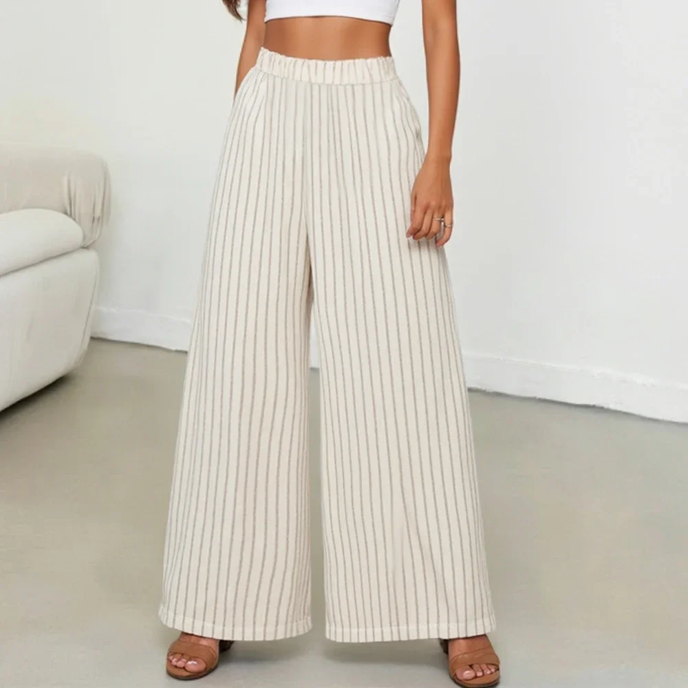 Broek Zomer Eenvoudige Basics Strepen Natuurlijke taille Enkel Losse pasvorm Casual broek voor dames