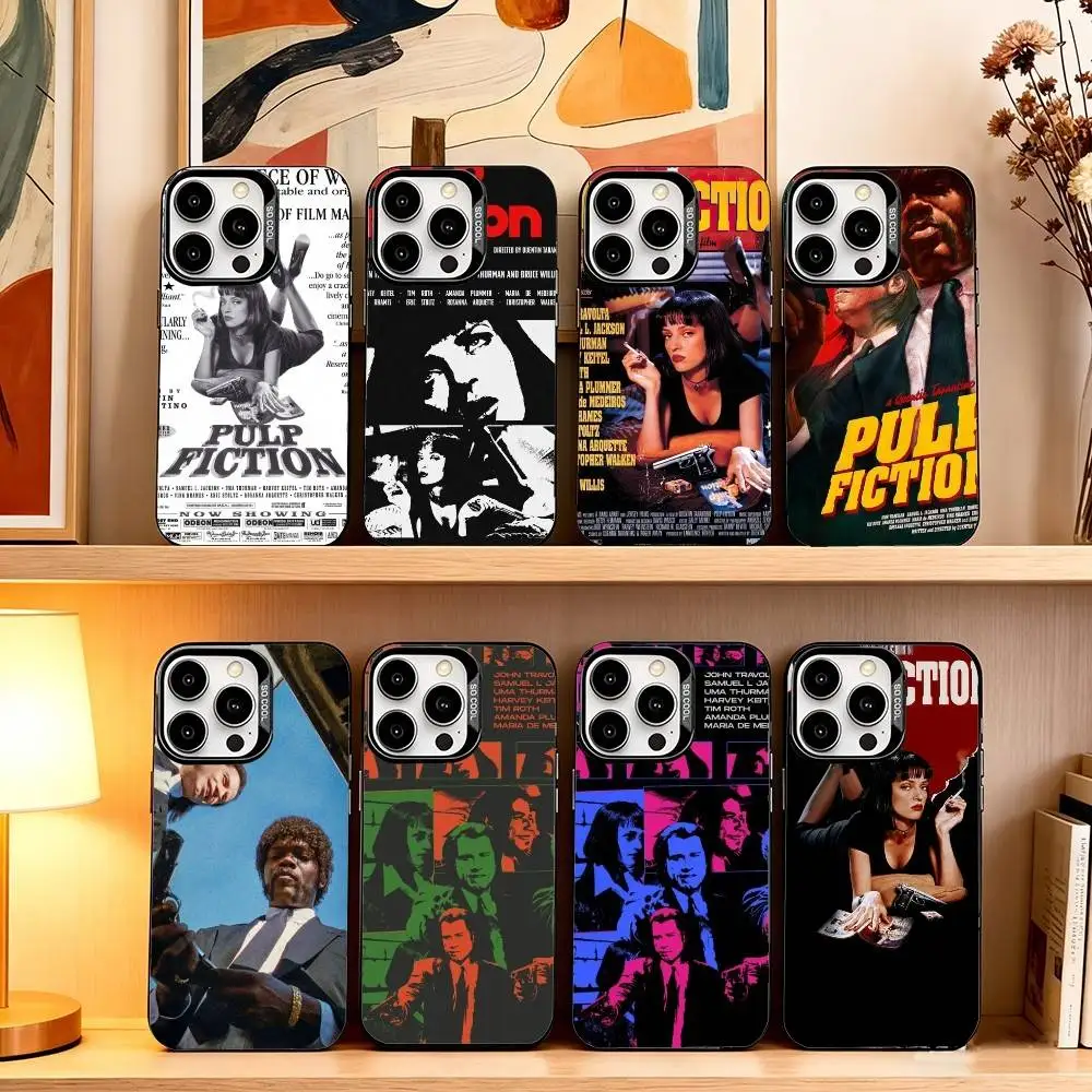 

Pulp F-Fiction Movie Phone Case For iPhone 17,16,15,14,13,12,11 Plus,Pro Max,XS,Colored Silver Plated Inside Cover