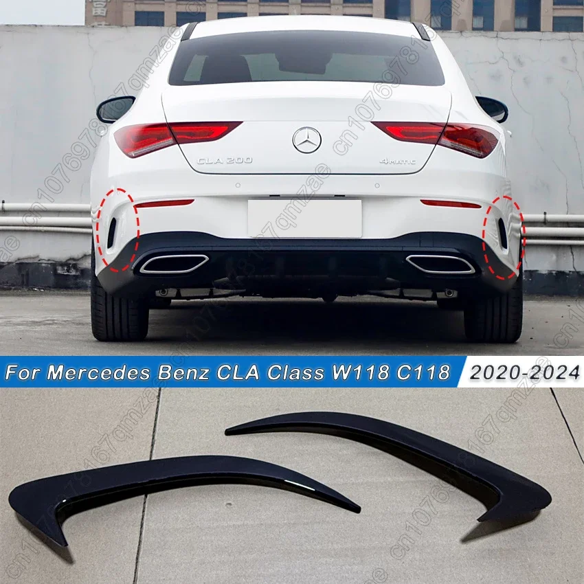 For Mercedes Benz CLA Class W118 C118 CLA200 220 250 260 45 AMG 2013-2019 Rear Bumper Side Spoiler Canards Vents Cover Trim