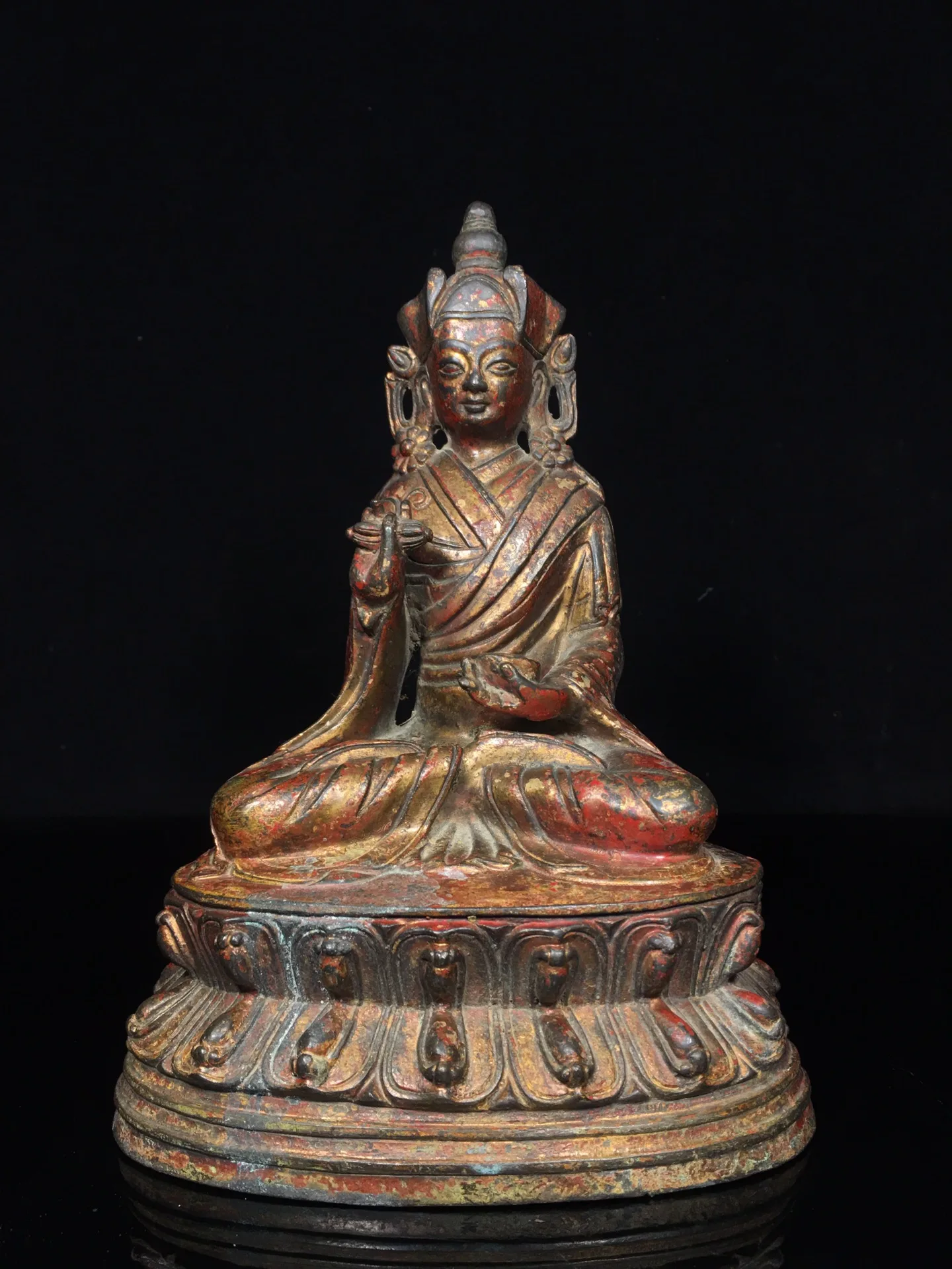 

22CM Bronze STATUE Seiko Pure Copper Padmasambhava Guru Rinpoche Master 15cm, Height 22cm, Thickness 10cm, Weight 1.6KG