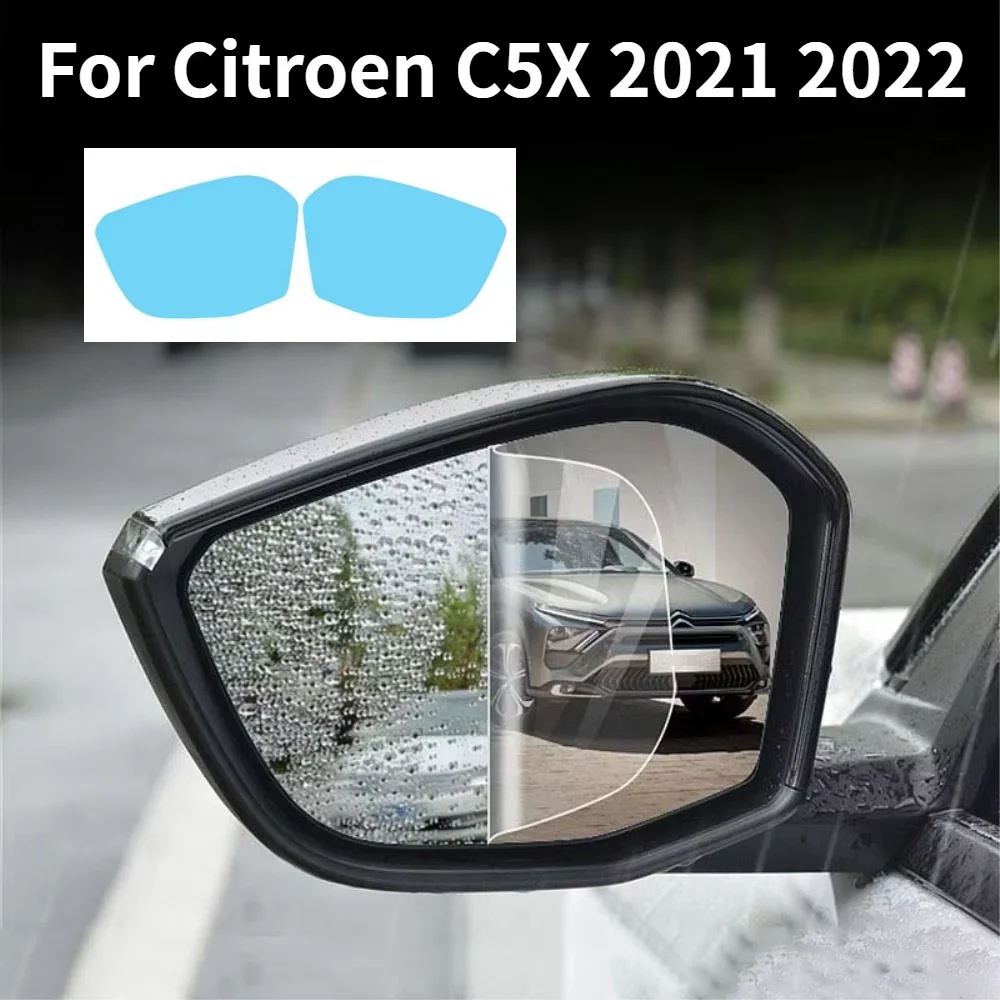 Car Upgrade For Citroen Versailles C5 X 2021-2023 Car Exterior Accessories Rearview Mirror Rain Guard Patch 2Pcs