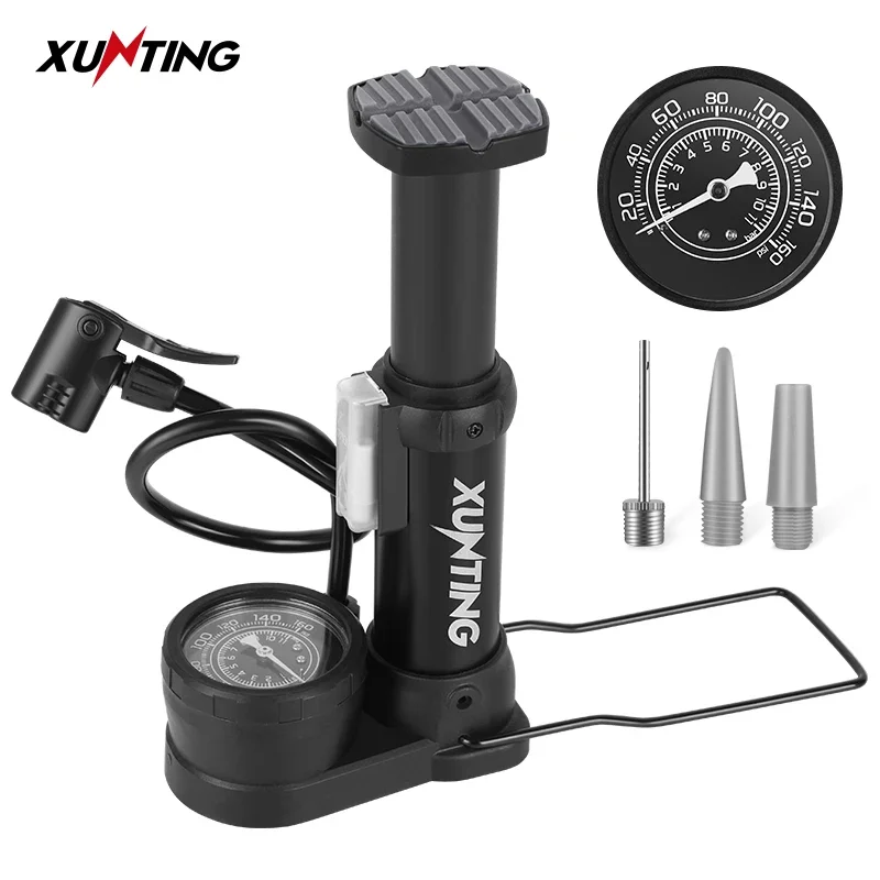 

Xunting Bike Foot Mini Pump 140PSI Bicycle Tire Presta&Schrader Valve Floor Pump for Road Bike MTB Pressure Gauge Accessories