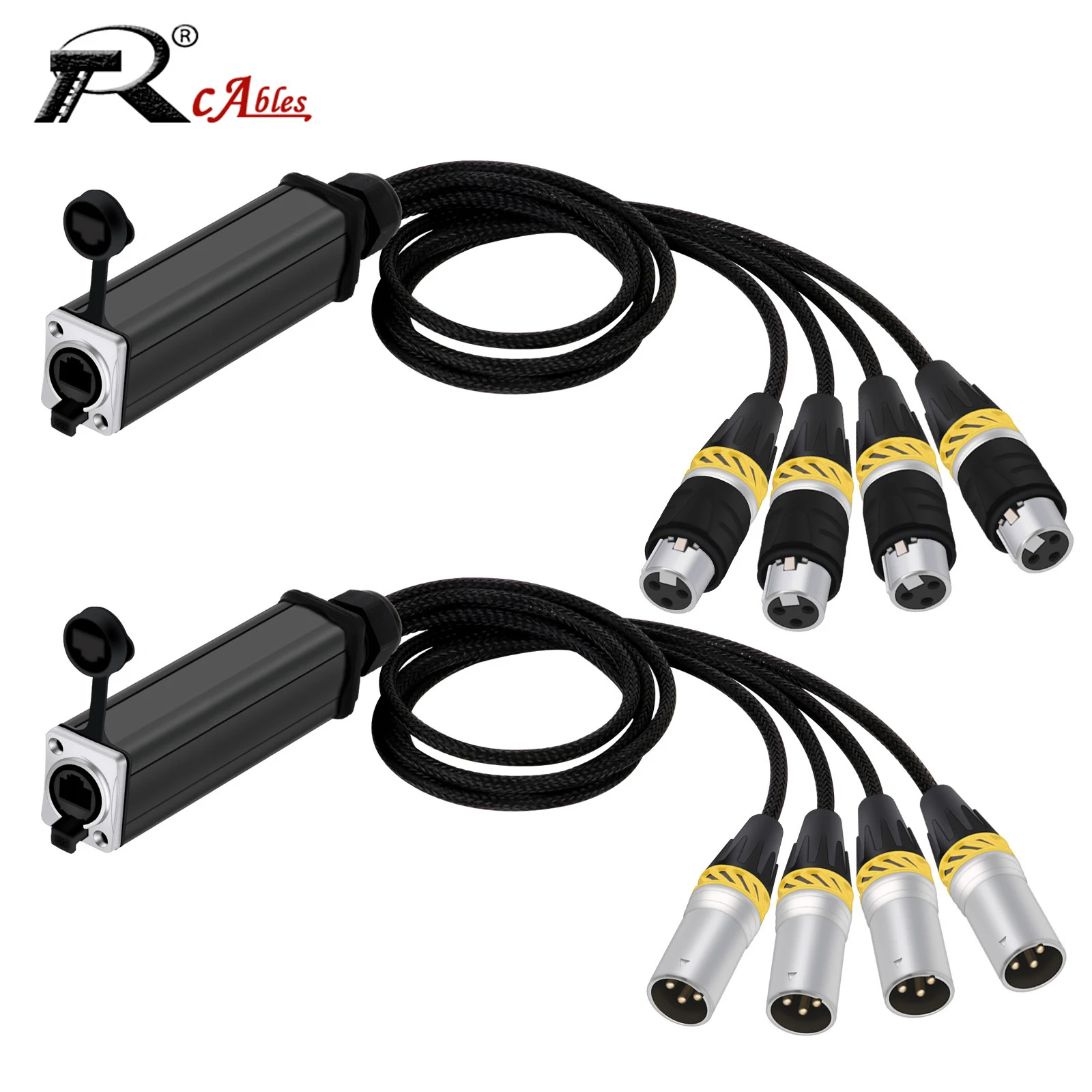 

0.5M-5M Pair of 4 Channel Waterproof 3-Pin XLR Snake Multi Network Snake Receiver to STP RJ45 Female for Single Ethercon Cable