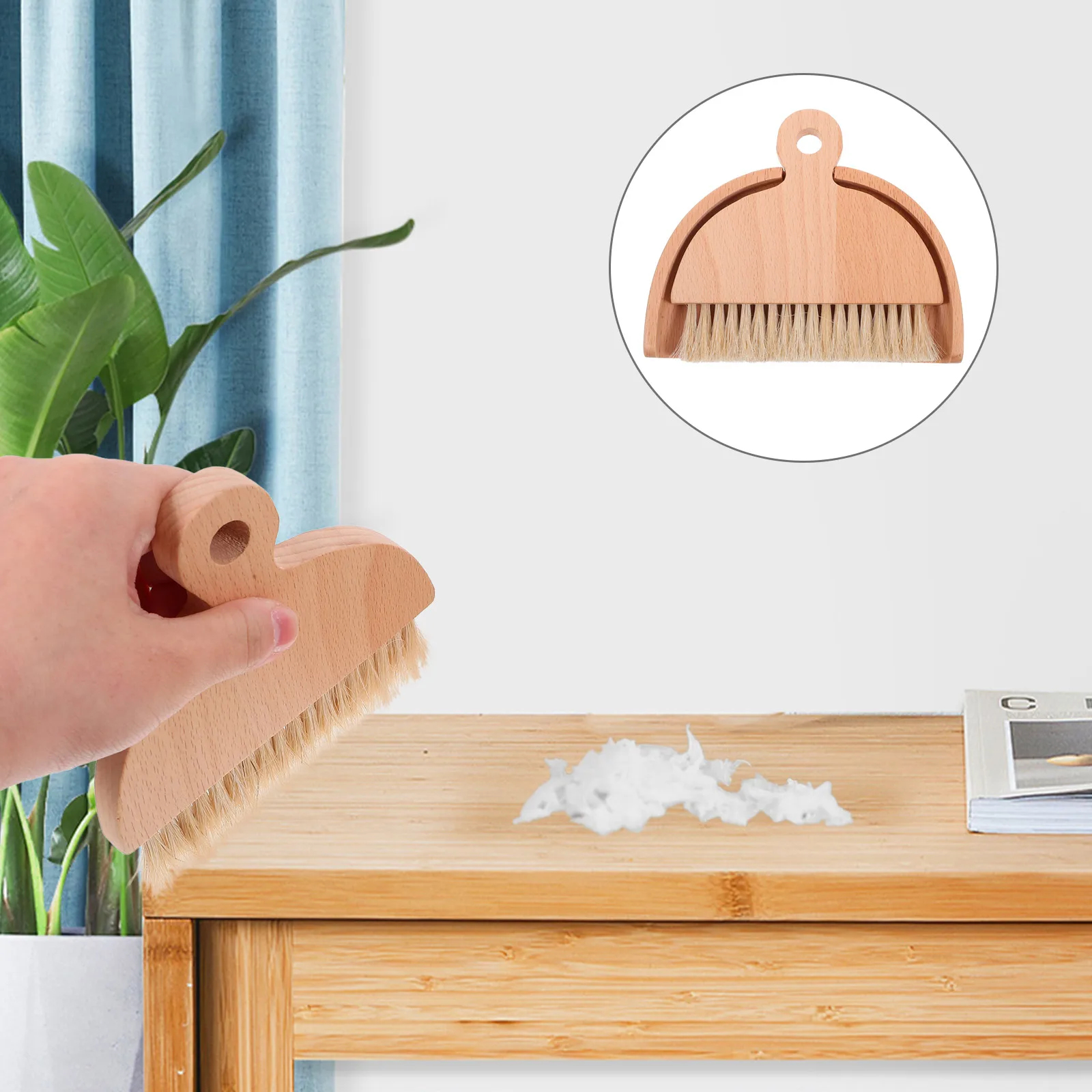 

Desktop Cleaning Brush Set Small Dustpan Wooden Portable Mini Broom Tools Sweeping Kitchen Office Car Pet Home Multi-function