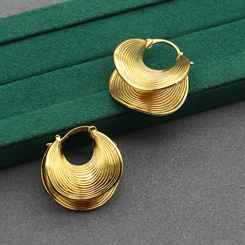 Vintage Retro Style Irregular 24K Gold Plated Copper Swirl Earring