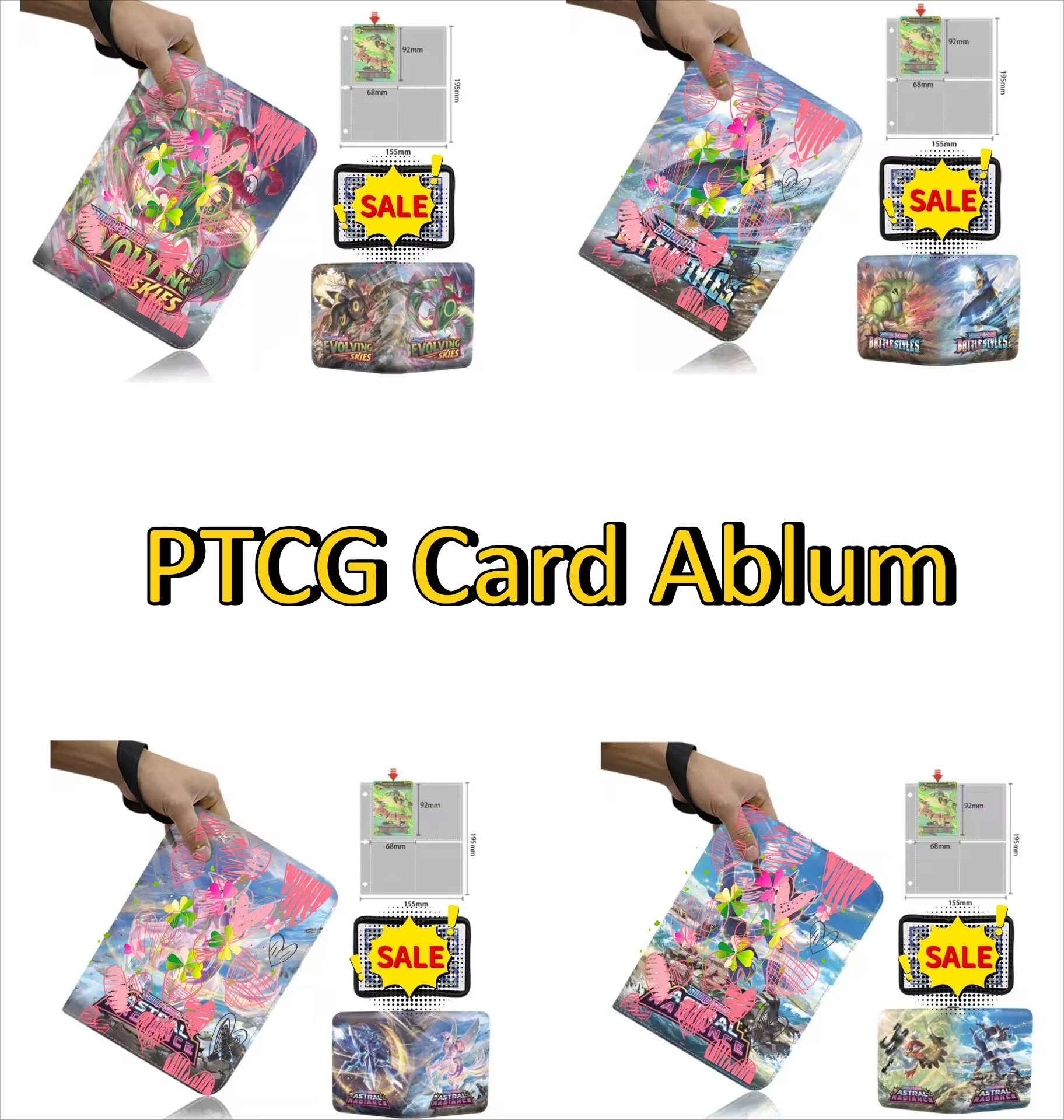 

PTCG Pokemon Collection Card Book Card Ablum Аниме Портативная карточка для хранения Карманные монстры Eeveelution Rayquaza Maushold Подарок