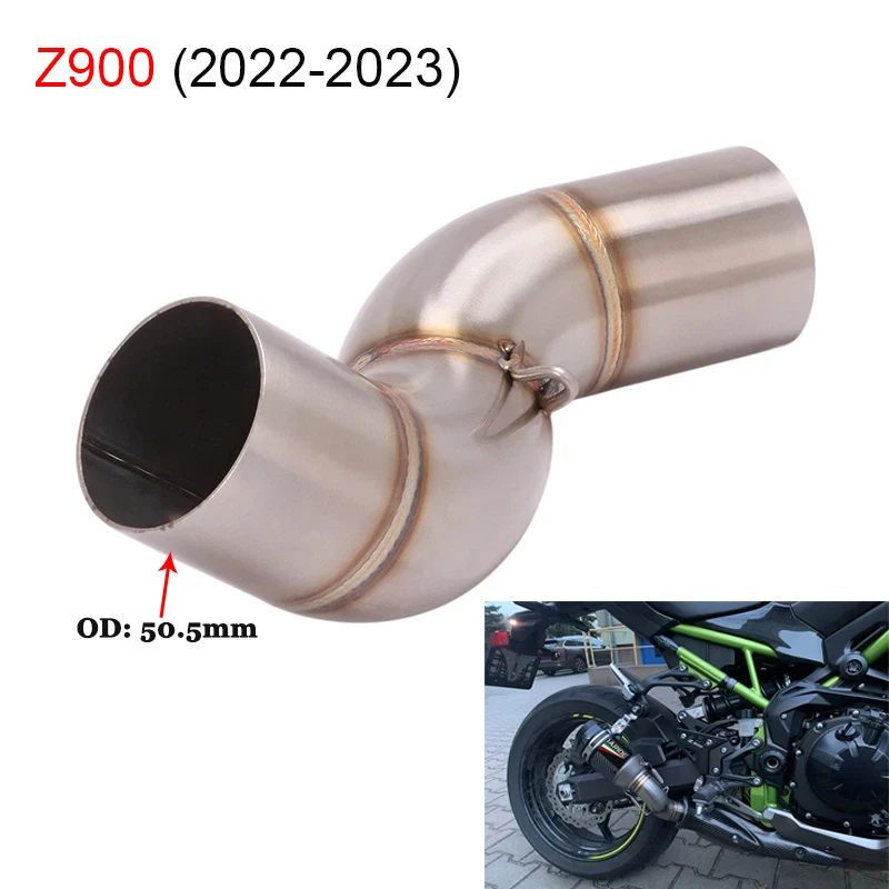 

Slip On 51mm Motorcycle Exhaust Middle Pipe Link Pipe Muffler For Kawasaki Z900 (not for z900E z900 A2) 2022 - 2023