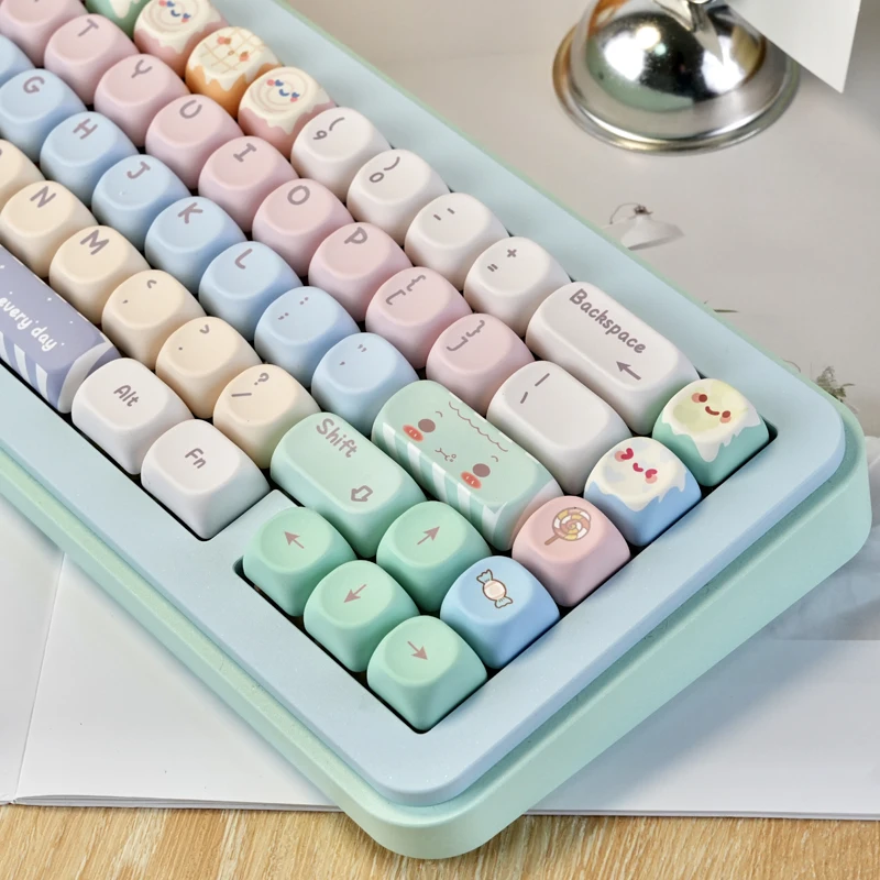 

130-клавишные колпачки для клавиш Sweet Candy с пятисторонней сублимационной краской из ПБТ, милые колпачки для клавиш на заказ, MOA-профиль для переключателей MX, механическая клавиатура