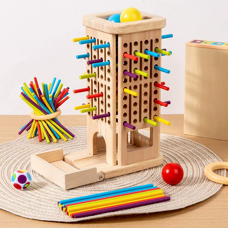 Jeu de tour et bâton en bois 3 en 1, jouets d'éducation précoce arithmétique Montessori, formation à la réflexion, jouet interactif Parent-enfant, cadeaux