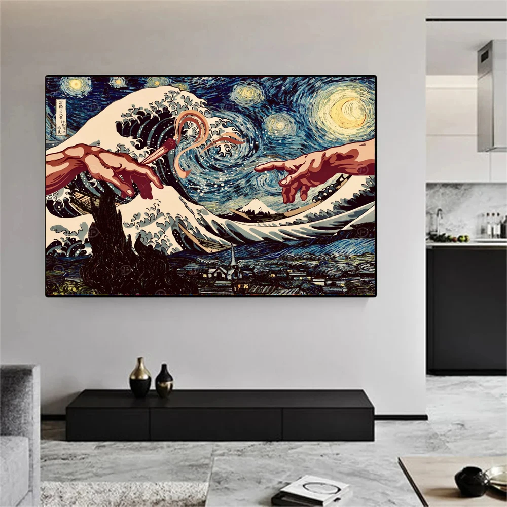 DIY 5D Diamond Painting Landscape Mosaic Diamond Embroidery Cross Stitch Set Great Wave Off Kanagawa Views Of Starry Night