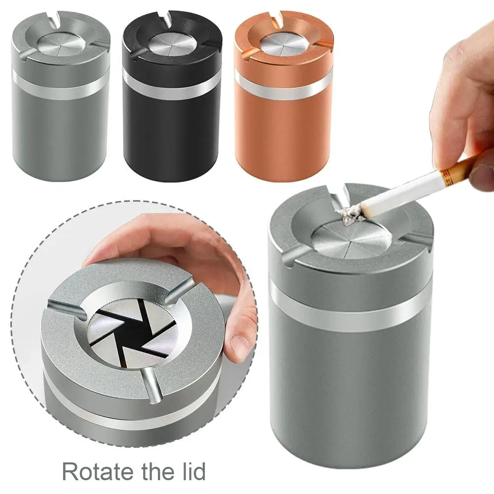 Cooler Premium-Aschenbecher mit Drehfunktion und Deckel, Aschenbecher für Raucherzubehör, Anti-Tropf-Aschenbecher für Zuhause und Auto – Detail 4
