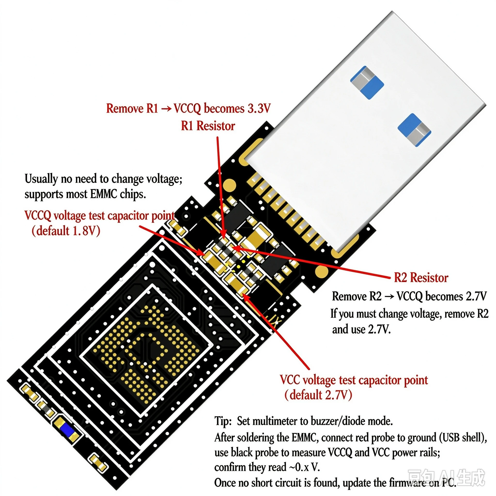 USB3.0 U Disk DIY PCB Controller Board NS1081 Dual Channel Dual Sided For EMMC153/169 Memory Chip Flash Drive