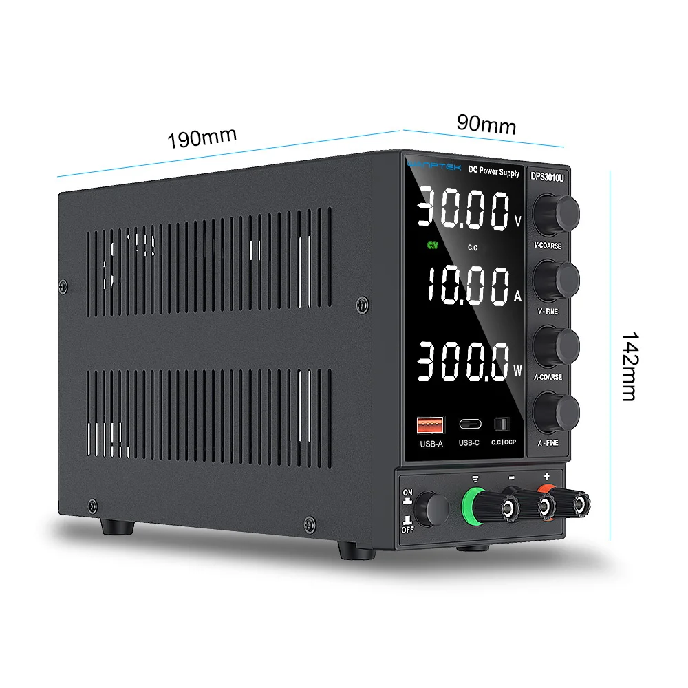 WANPTEK Adjustable DC Power Supply DPS3010U, 4 Digit Lab Bench Power Source, 30V 10A 5A AC Switching Stabilized LCD Regulator - Image 4