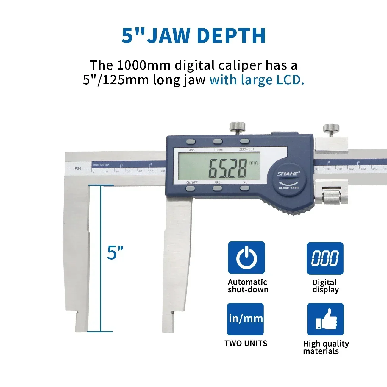 SHAHE Caliper Measuring Tool 40\'\'1000mm,Digital Micrometer Caliper Too,l Vernier Caliper with Stainless Steel Large LCD Screen