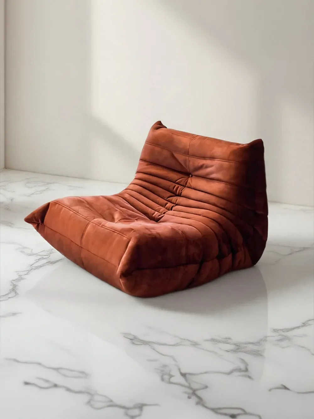 

Single sofa caterpillar brown matte cloth living room lounge chair can sleep cream wind single lounge chair