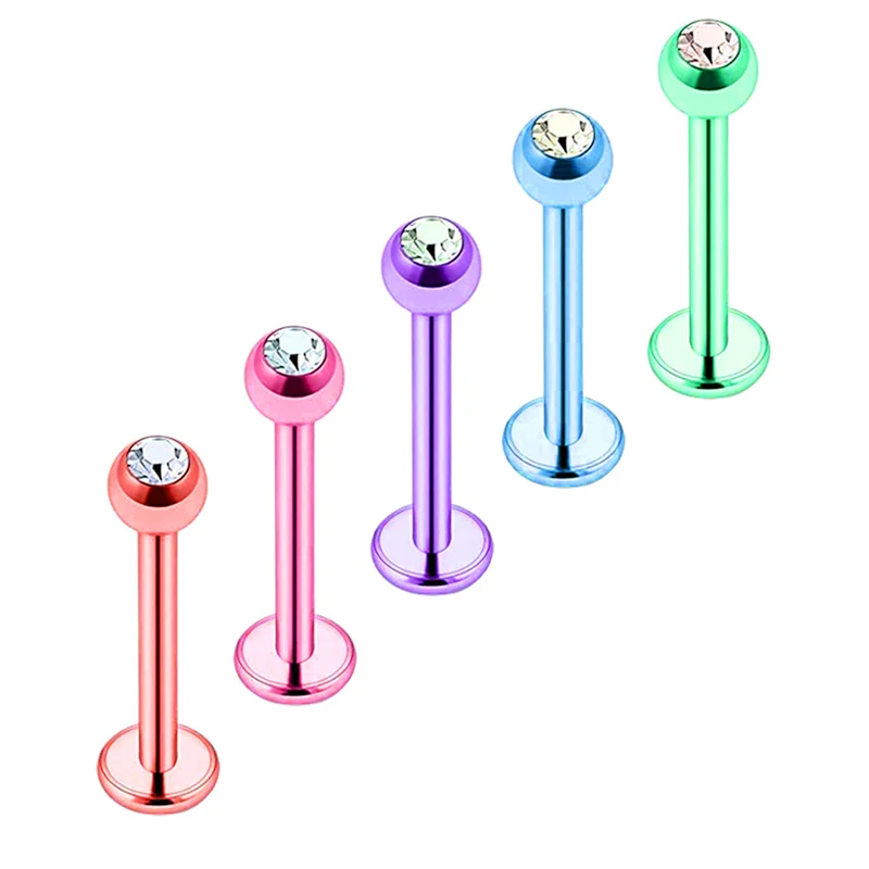 

wholesales 10 colors lip body jewelry labret piercing Tragus Helix Bar 3mm Ball Stainless Steel Nose Stud Ear Cartilage Piercing