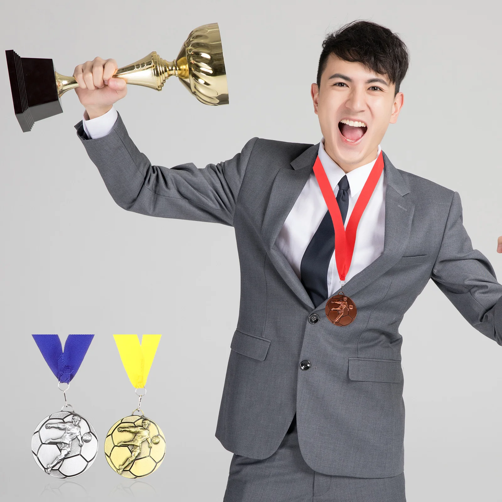 

3Pcs Soccer Award Medals Durable Alloy Competition Sports Day Reward Prize Medals for Adults Award Accessory Soccer Medal